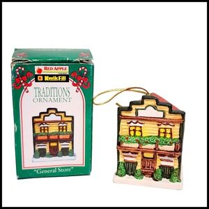 Red‎ Apple Traditions Ornament General Store Ceramic Christmas Holiday Decor